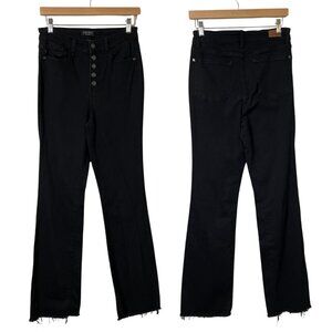 Judy Blue High Rise Bootcut Jeans Size 28 6 Exposed Button Fly Raw Hem Buffy